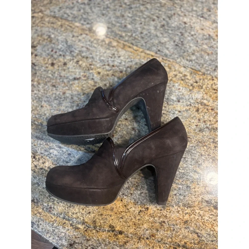 Stuart Weitzman Dark Brown‎ Suede Platform High Heel Ankle Booties Size 8M